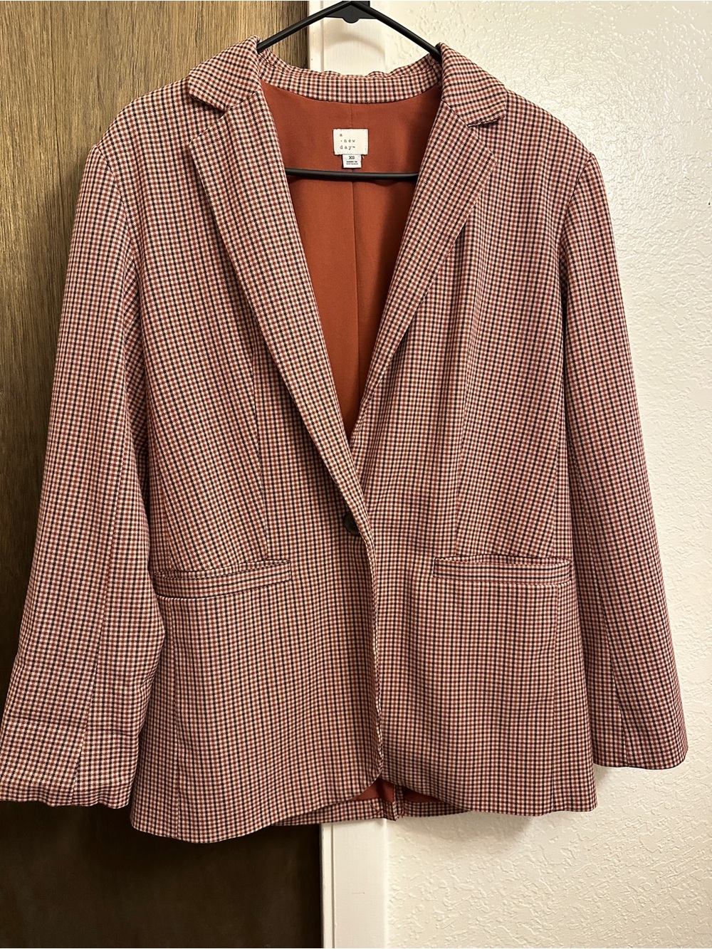 a new day Rust and White Checked Blazer Jacket
